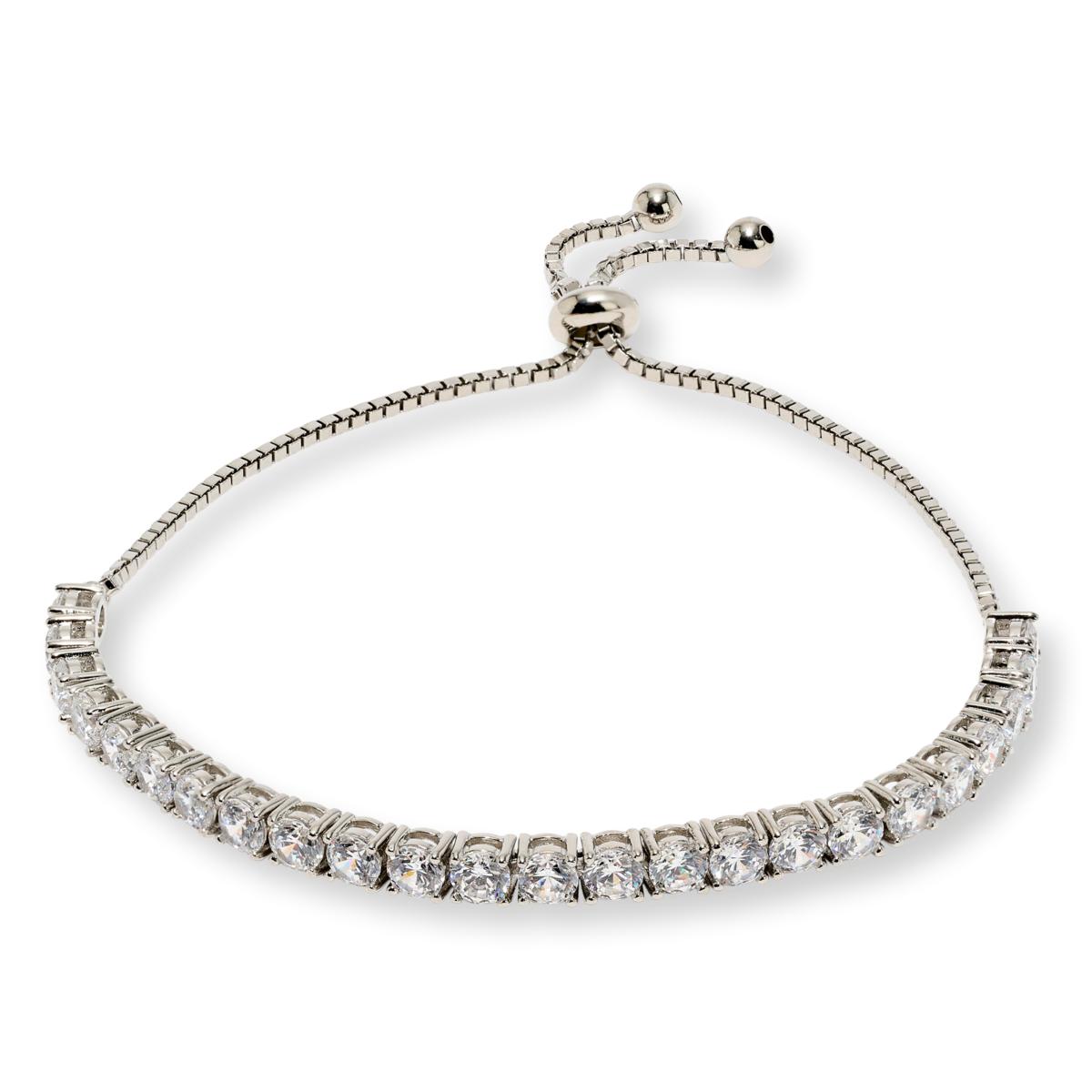 Absolute Sterling Silver 4mm Round Adjustable Tennis Bolo Bracelet