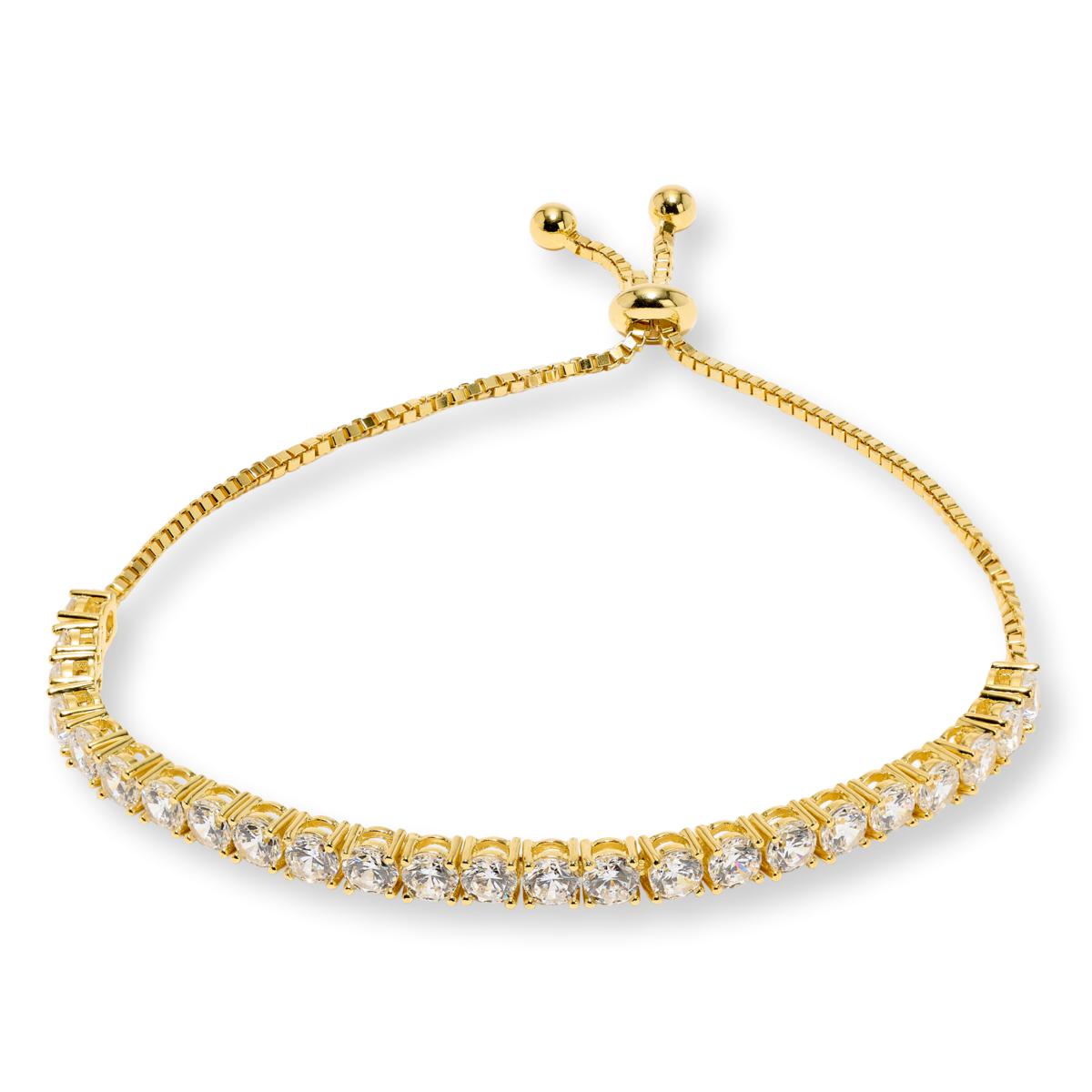 Absolute Sterling Silver Goldclad 4mm Round Adjustable Tennis Bolo Bracelet