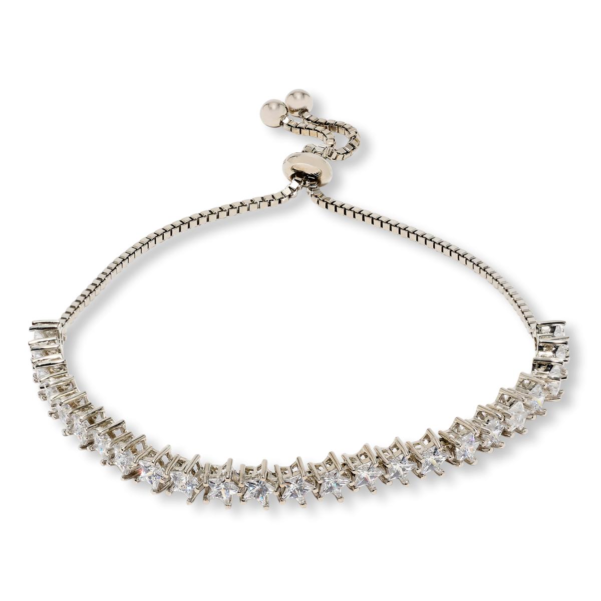 Absolute Sterling Silver 4mm Star Cut Adjustable Tennis Bolo Bracelet