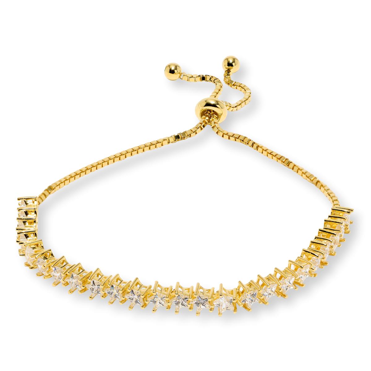 Absolute Sterling Silver Goldclad 4mm Star Cut Adjustable Tennis Bolo Bracelet