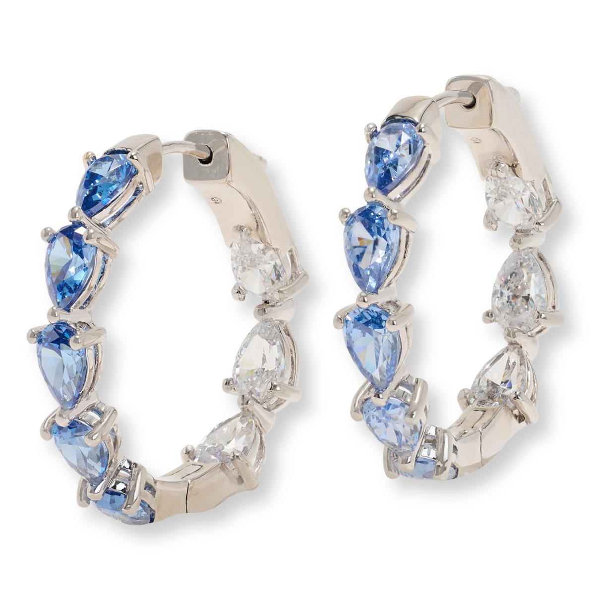 Absolute x Marysol Patton Brass Blue Pear Hoop Earrings, 1"