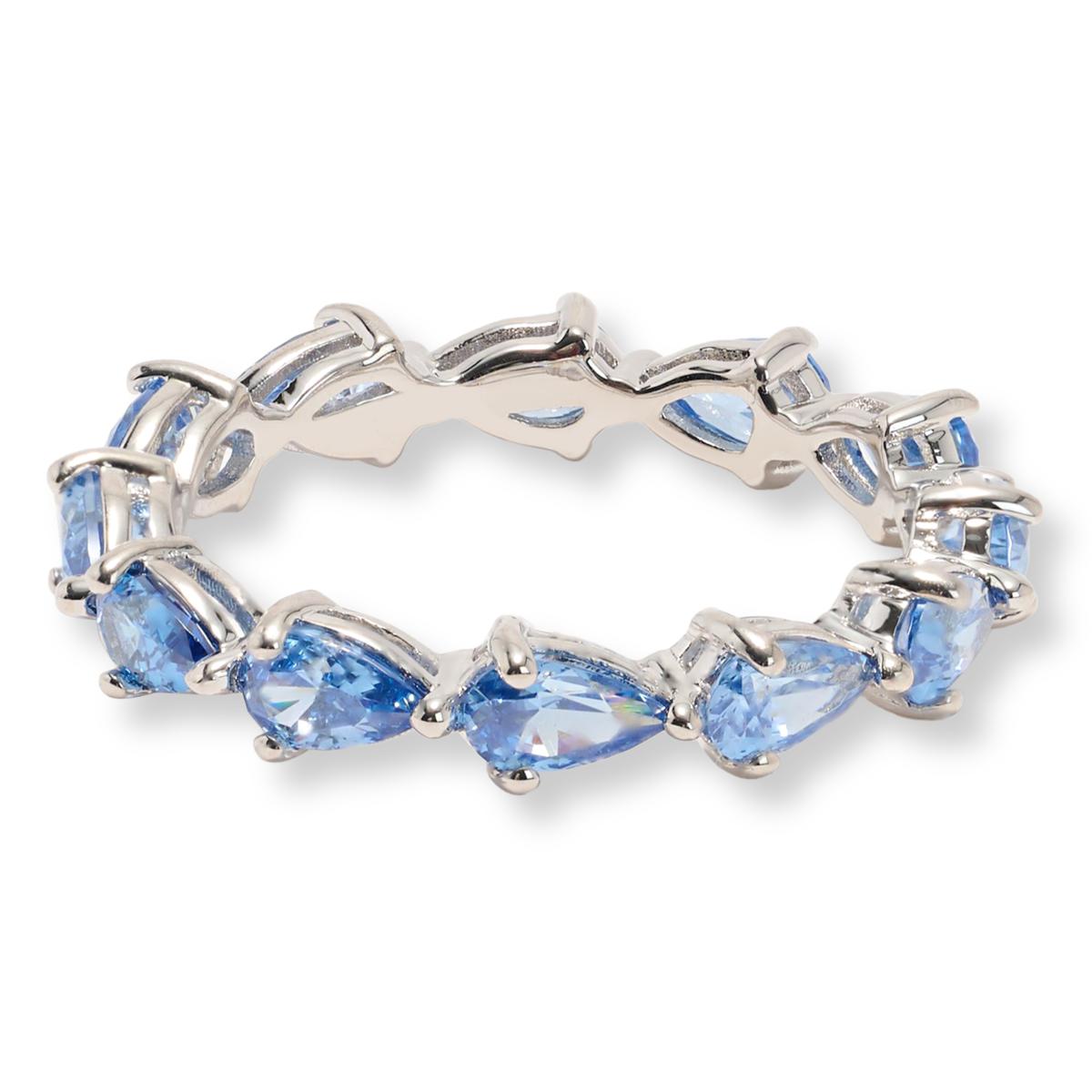 Absolute x Marysol Patton Silvertone Blue Pear Cut Eternity Ring, Size 8