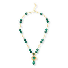 Rarities Sterling Silver Gold-Plated Malachite Statement Drop Necklace,  18"