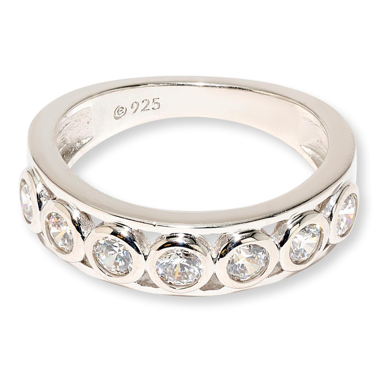 Absolute Sterling Silver 1.65ctw Round Bezel-Set Band Ring, Size 7