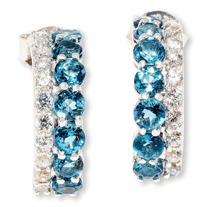 Colleen Lopez Sterling Silver London Blue Topaz Half-Hoop Earrings