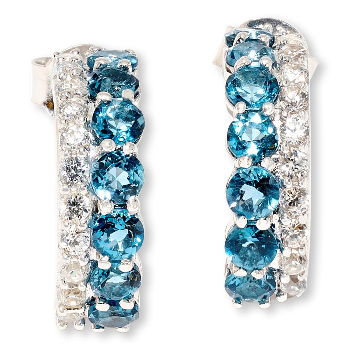 Colleen Lopez Sterling Silver London Blue Topaz Half-Hoop Earrings