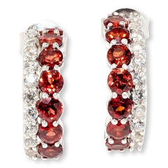 Colleen Lopez Sterling Silver Garnet Half-Hoop Earrings