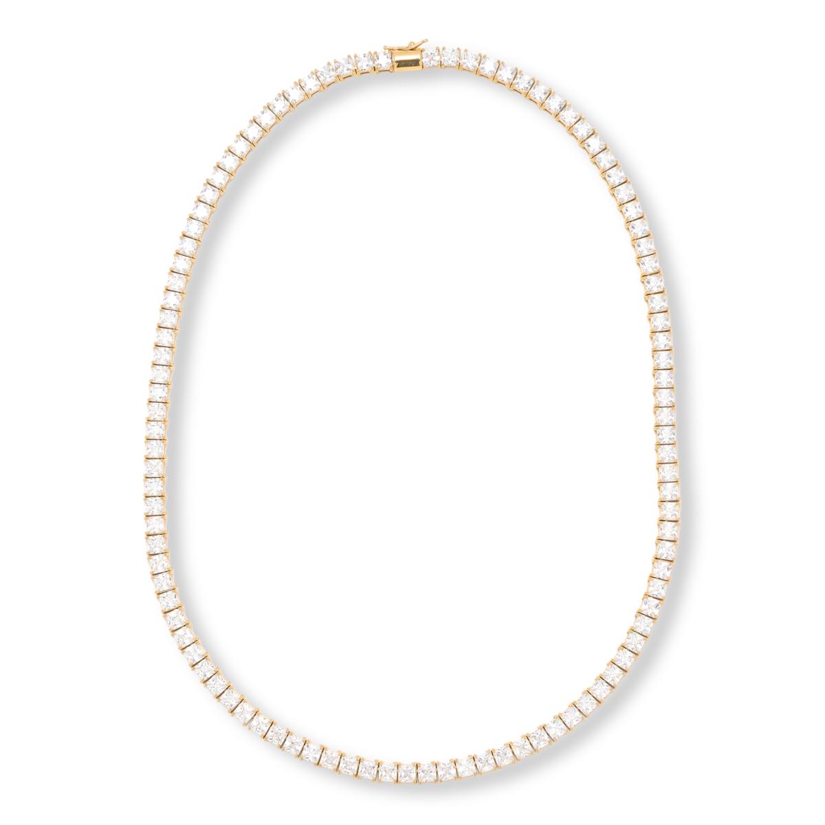 Absolute Goldtone4mm Princess Magnetic Clasp Tennis Necklace. 18"