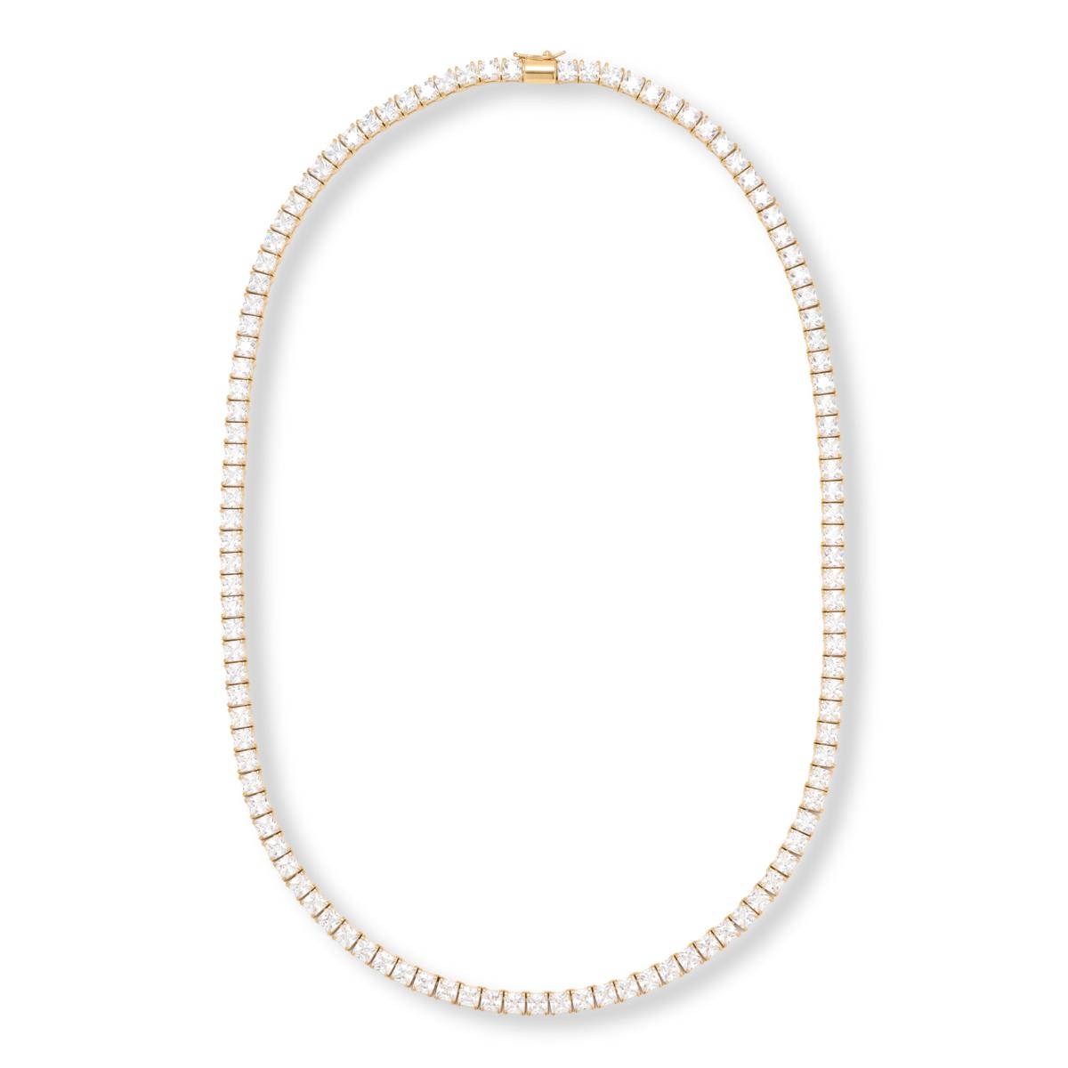 Absolute Goldtone 4mm Princess Magnetic Clasp Tennis Necklace, 20"