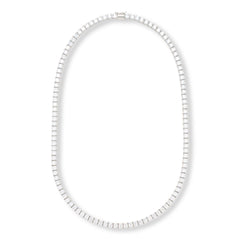 Absolute Silvertone 4mm Princess Magnetic Clasp Tennis Necklace, 20"