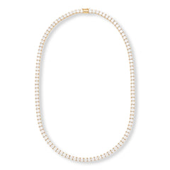 Absolute Goldtone 4mm Princess Magnetic Clasp Tennis Necklace, 20"