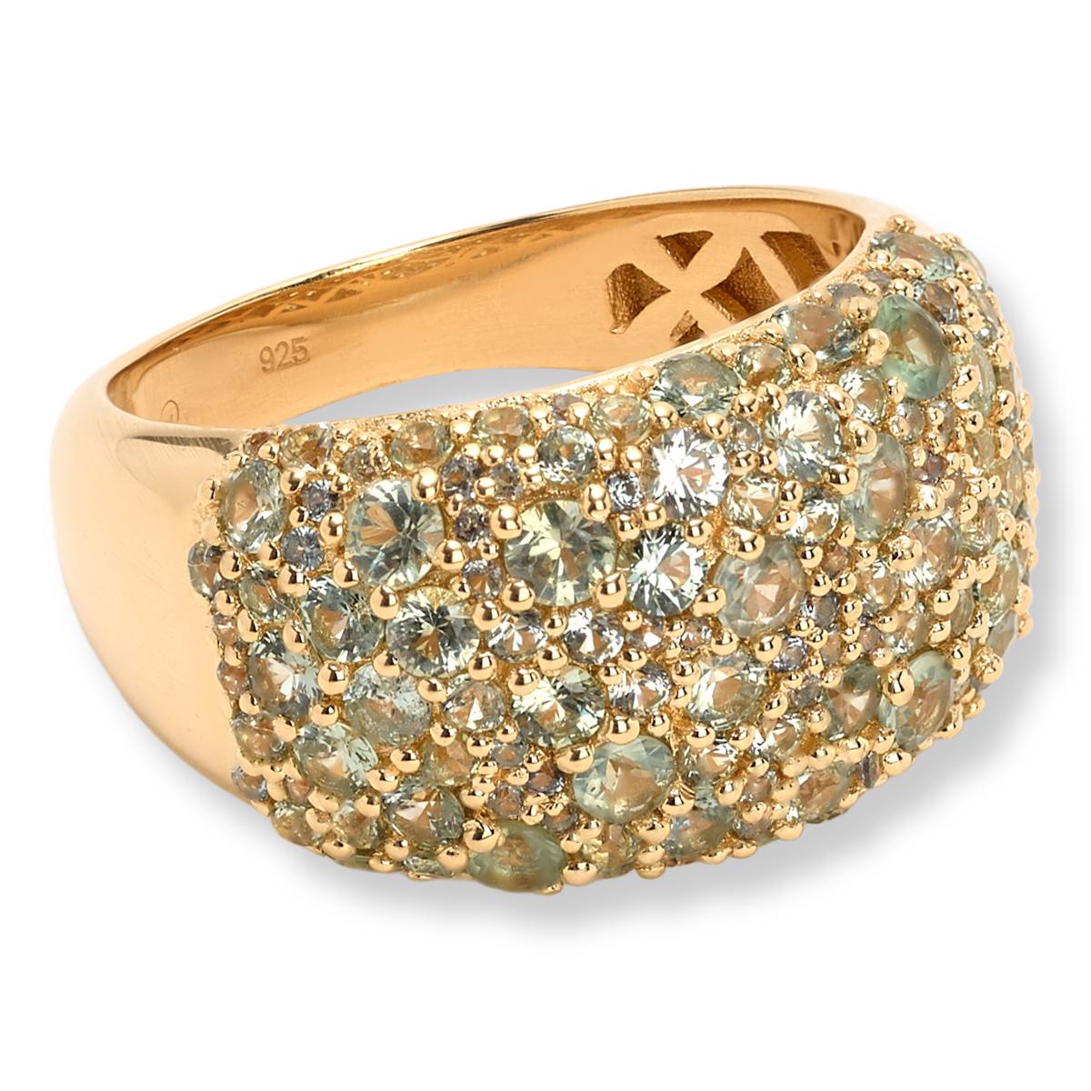 Rarities Sterling Silver Goldclad Green Sapphire Ring, Size 6