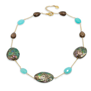 Connie Craig Carroll Jewelry Multicolor Abalone & Gemstones Necklace