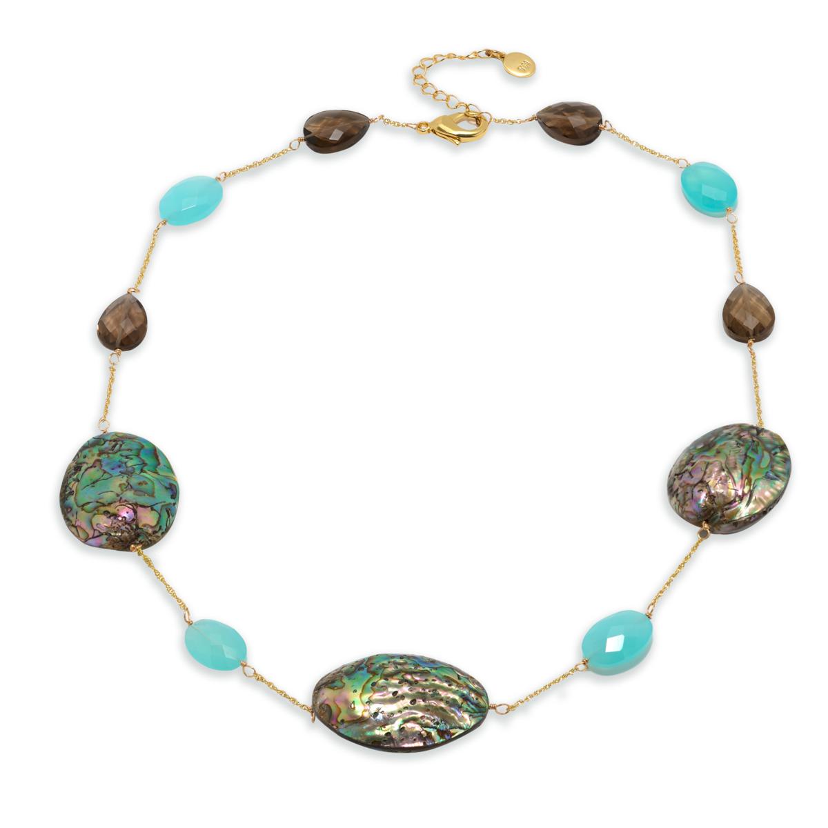 Connie Craig Carroll Jewelry Multicolor Abalone & Gemstones Necklace