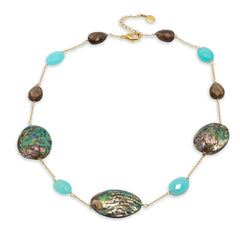 Connie Craig Carroll Jewelry Multicolor Abalone & Gemstones Necklace