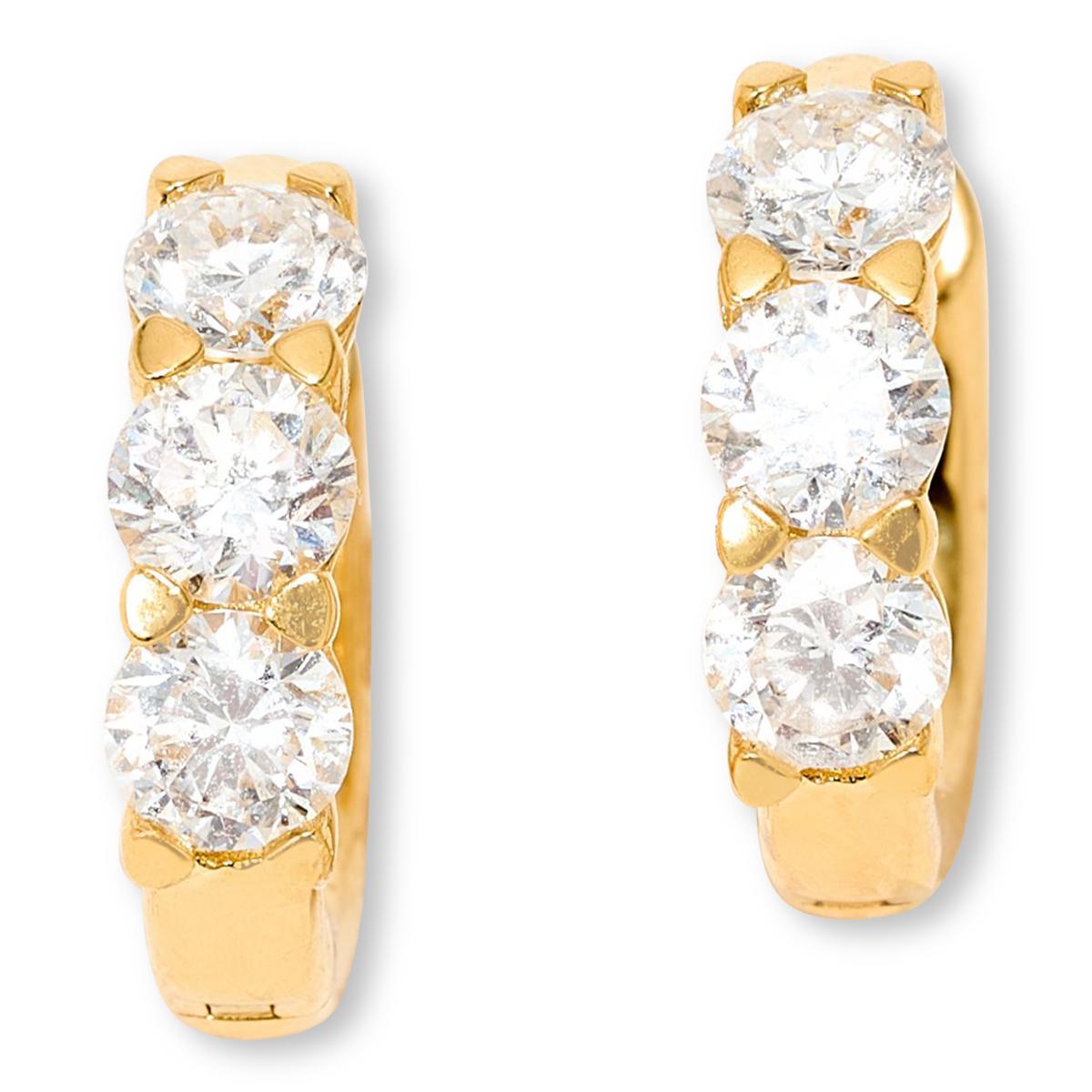 Bright Halo Sterling Silver Goldclad Lab Grown Diamonds 1ctw Huggie Hoop Earrings