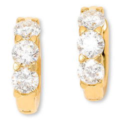 Bright Halo Sterling Silver Goldclad Lab Grown Diamonds 1ctw Huggie Hoop Earrings