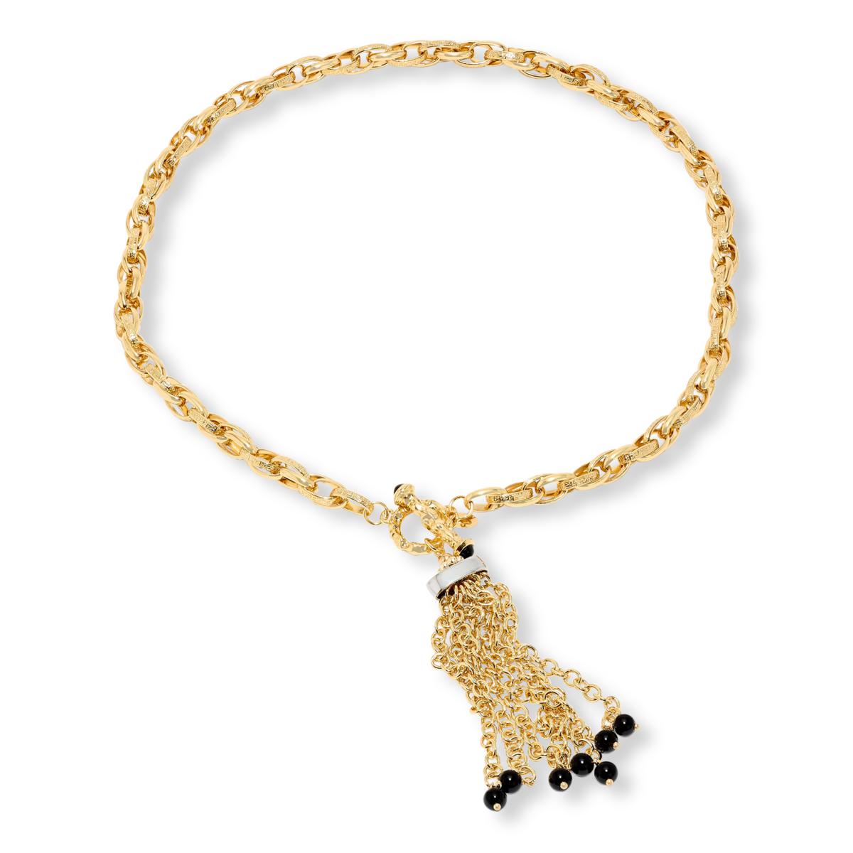 Bellezza Bronze 2-Tone Onyx Mixed Texture Pendant Necklace