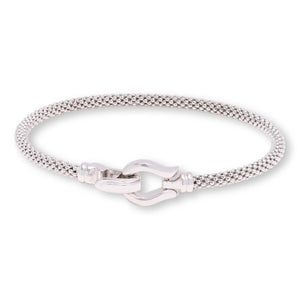 Fiorenza Sterling Silver Popcorn Bangle Bracelet /Horseshoe Clasp, 6-3/4"