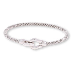 Fiorenza Sterling Silver Popcorn Bangle Bracelet /Horseshoe Clasp, 6-3/4"