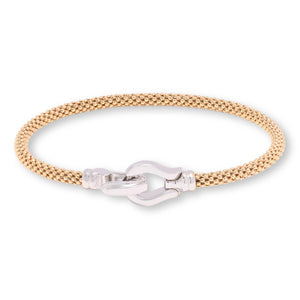 Fiorenza Sterling Silver Popcorn Bangle Bracelet with Horseshoe Clasp, 6-3/4"