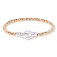 Fiorenza Sterling Silver Popcorn Bangle Bracelet with Horseshoe Clasp, 6-3/4"