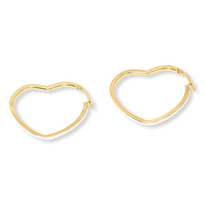 Fiorenza Sterling Silver  Goldclad Heart-Shaped Diamond-Cut Hoop Earrings