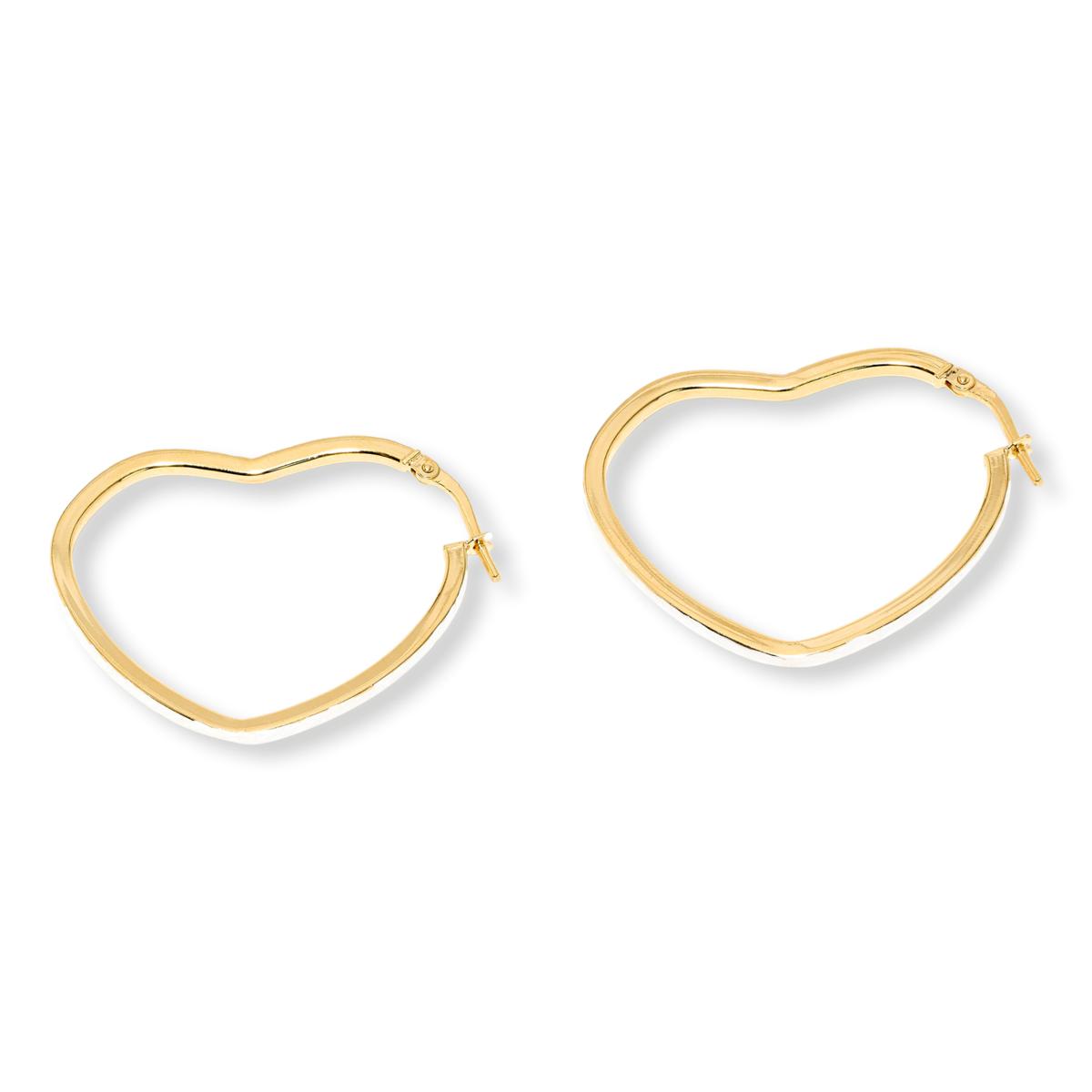 Fiorenza Sterling Silver  Goldclad Heart-Shaped Diamond-Cut Hoop Earrings