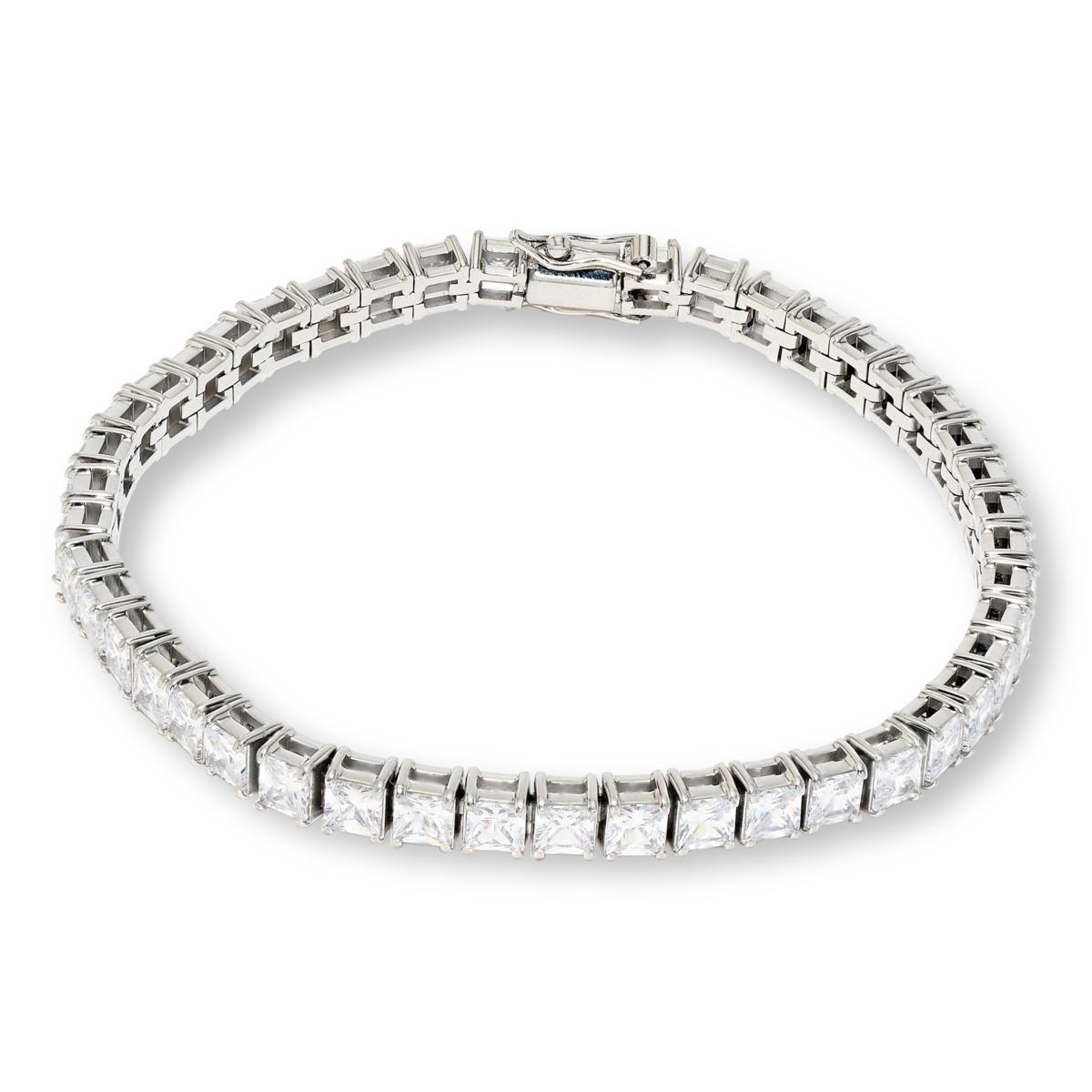 Absolute Stainless Steel Princess Stone Magnetic Bracelet, 6-3/4"