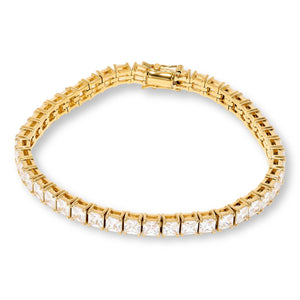 Absolute Stainless Steel Goldtone Princess Stone Magnetic Bracelet, 7-1/4"
