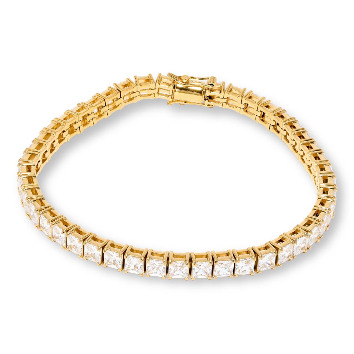 Absolute Stainless Steel Goldtone Princess Stone Magnetic Bracelet, 7-1/4"