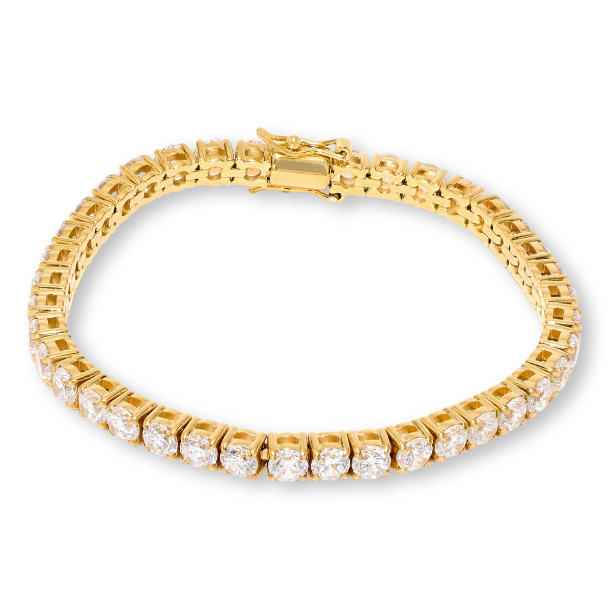 Absolute Stainless Steel Goldtone Round Stone Magnetic Bracelet, 6-3/4"