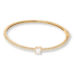 Absolute Sterling Silver Goldclad Emerald Cut Solitaire Hinged Bangle Bracelet, 6-3/4"