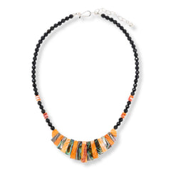 Jay King Sterling Silver Spiny Oyster, Abalone & Midnight Chalcedony Necklace, 18"