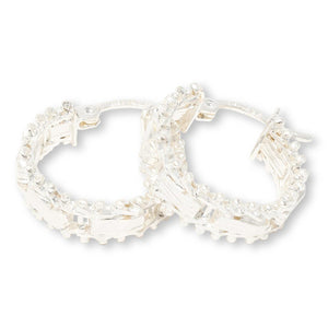 Imperial Silver Mirror Design Diamond-Cut Hoop Earrings, 1/2"