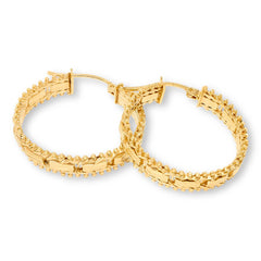 Imperial Silver Goldclad Mirror Design Diamond-Cut  Hoop Earrings, 1"