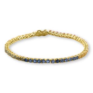 House of Ellure Sterling Silver Goldclad Multi-color Sapphire Tennis Bracelet, 7"