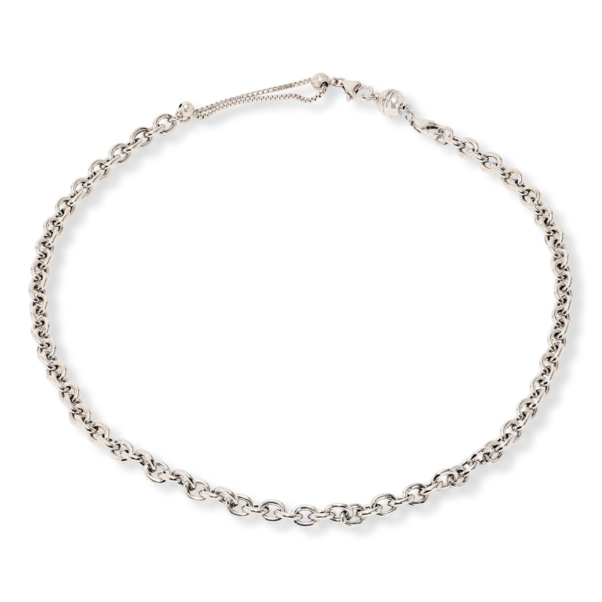 Bellezza Bronze Silvertone Oval Rolo Chain Adjustable Sliding Necklace