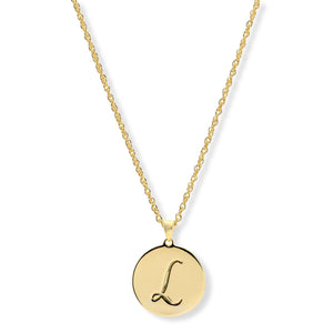 Bellezza Bronze Initial "L" Disc Pendant Necklace 18"