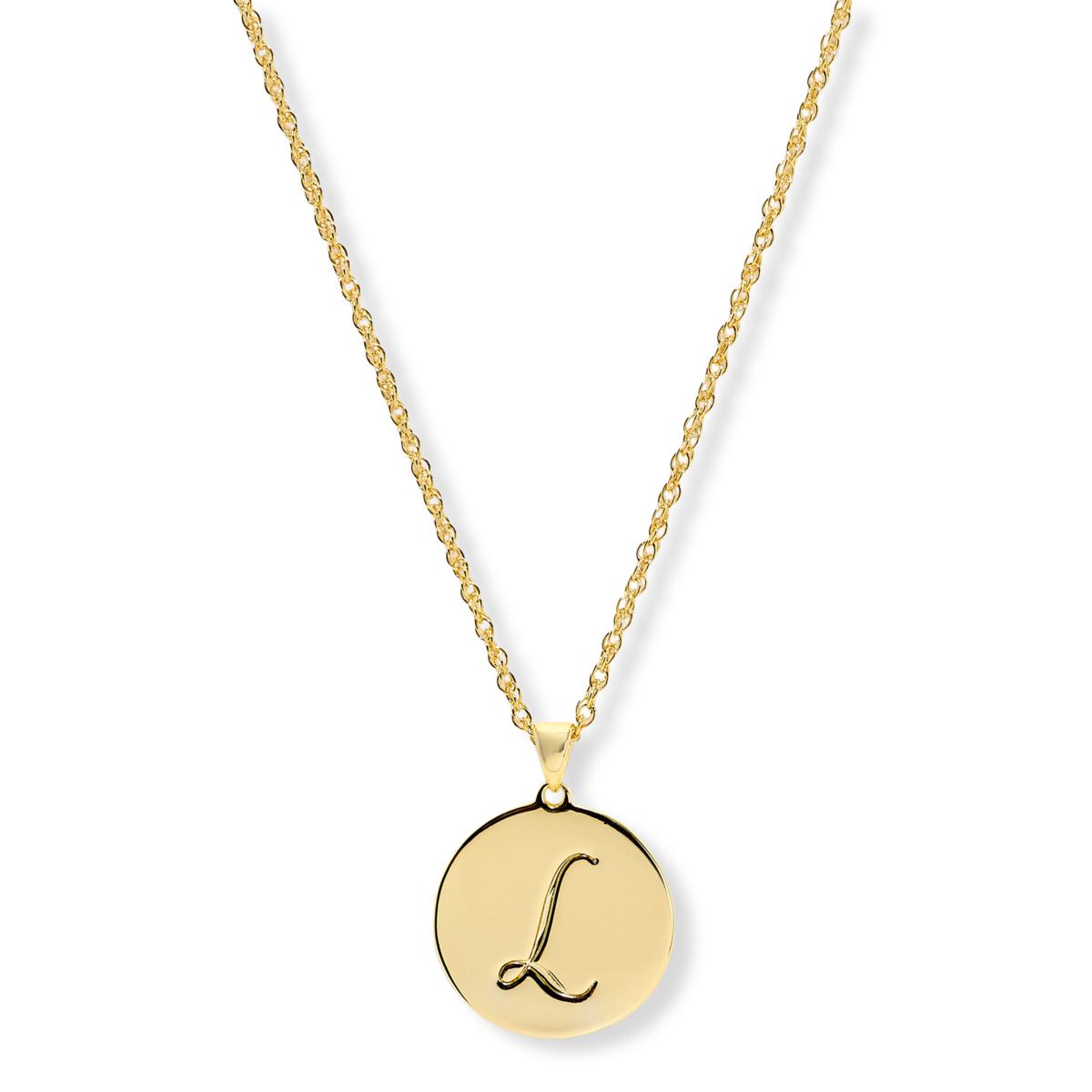 Bellezza Bronze Initial "L" Disc Pendant Necklace 18"
