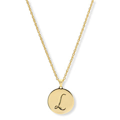 Bellezza Bronze Initial "L" Disc Pendant Necklace 18"
