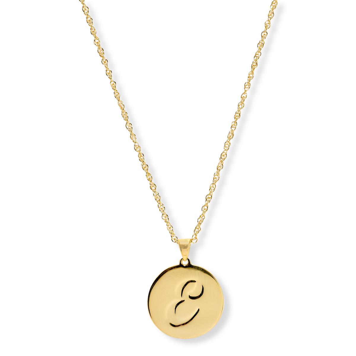 Bellezza Bronze Initial "E" Disc Pendant Necklace 18"