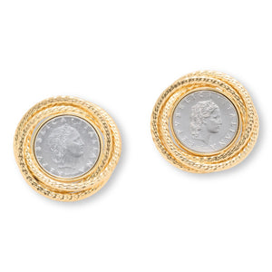 Bellezza Bronze 50 lira Rope Halo Stud Earrings