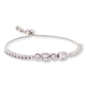 Absolute Sterling Silver Bezel XOXO Tennis Bolo Bracelet