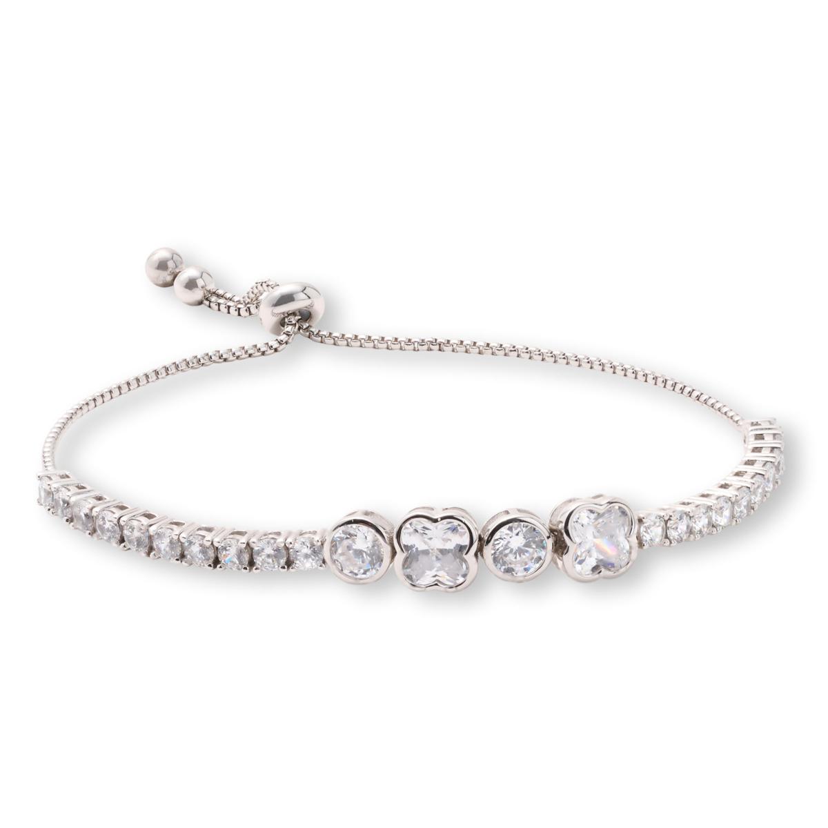 Absolute Sterling Silver Bezel XOXO Tennis Bolo Bracelet