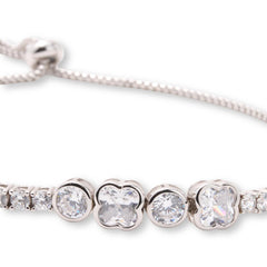 Absolute Sterling Silver Bezel XOXO Tennis Bolo Bracelet