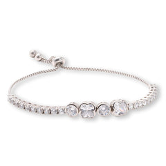 Absolute Sterling Silver Bezel XOXO Tennis Bolo Bracelet