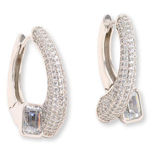 Absolute Sillvertone 9.17ctw Emerald-Cut Stone Bypass Earrings