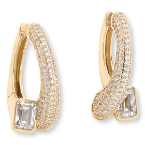 Absolute 9.17ctw Emerald-Cut Stone Bypass Earrings