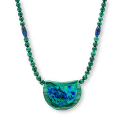Jay King Sterling Silver Reversible Malachite &Azurite Necklace